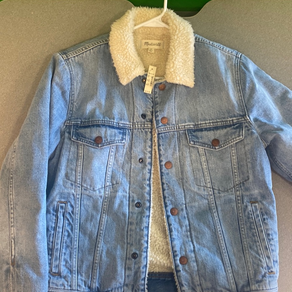 NWT Madewell fleece lined jean jacket, size small